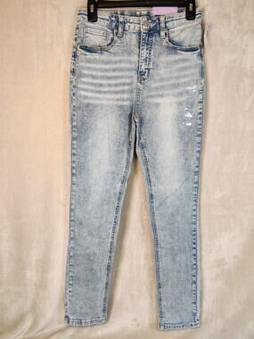 Evsie Jeans Women's Size 13/14 Long Skinny High Rise Bleach Wash Denim NWT